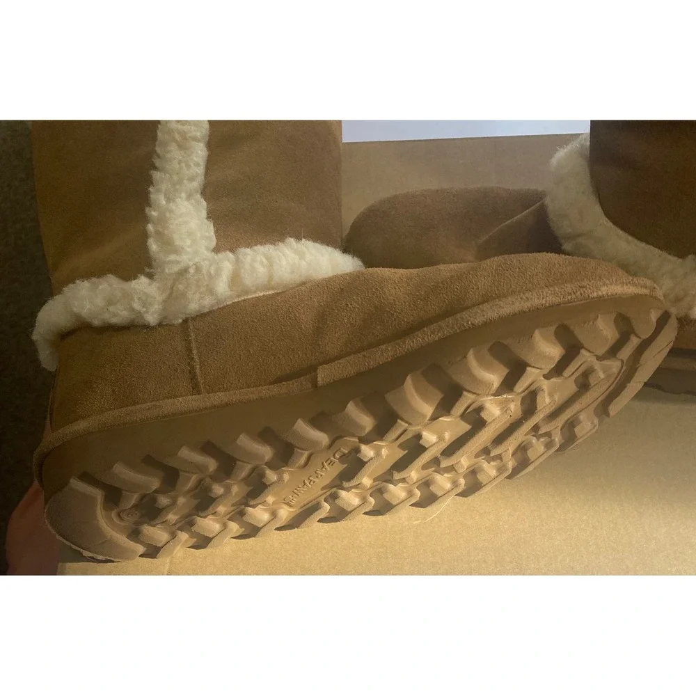 Bearpaw KendallTall Hickory Suede Fur Trim Winter Boots Brown Women's Size 8